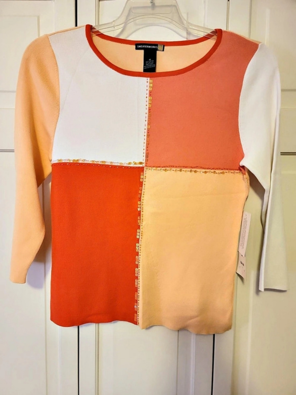 Sweaterworks Color Block Rayon Nylon Sweater Size Medium NWT